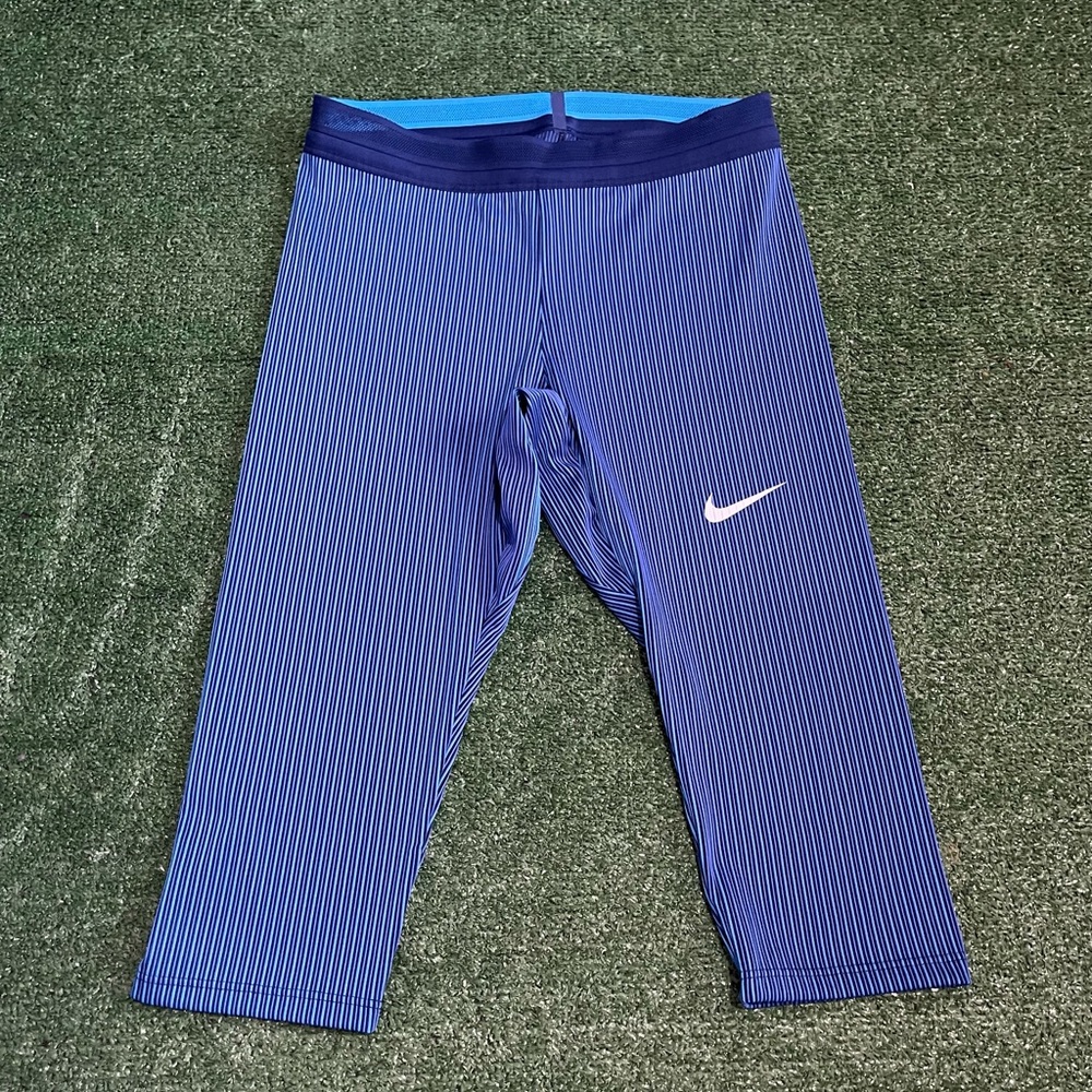 New Nike Pro Elite Track & Field 3/4 Tights Blue USA AO8495-000 Women’s Large L